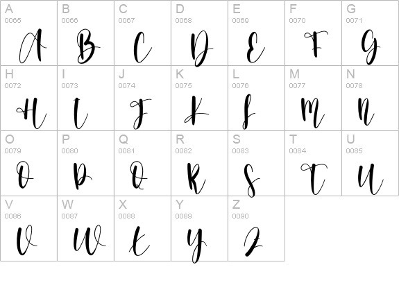 Gloria2 uppercase A-Z preview