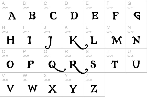 Gloriana uppercase A-Z preview