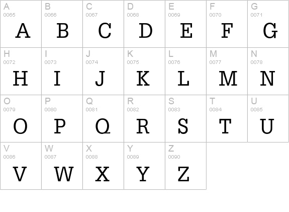 Glypha 55 Roman uppercase A-Z preview