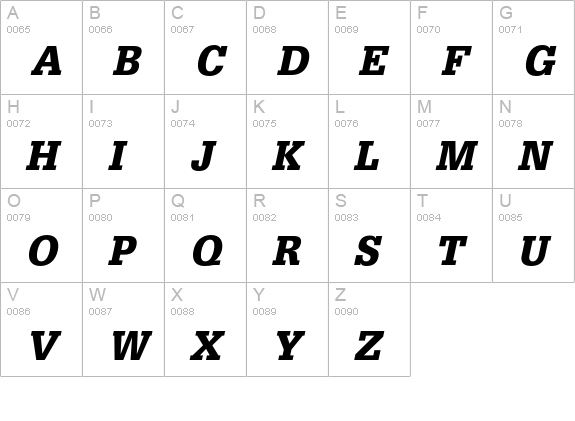 Glypha 75 Black Oblique uppercase A-Z preview