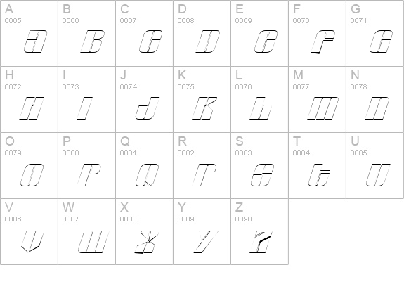 Glyphic Italic uppercase A-Z preview