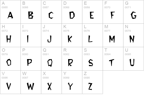 Glyphics Regular uppercase A-Z preview