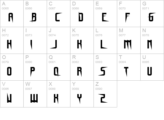 Gnome Splinters Regular uppercase A-Z preview
