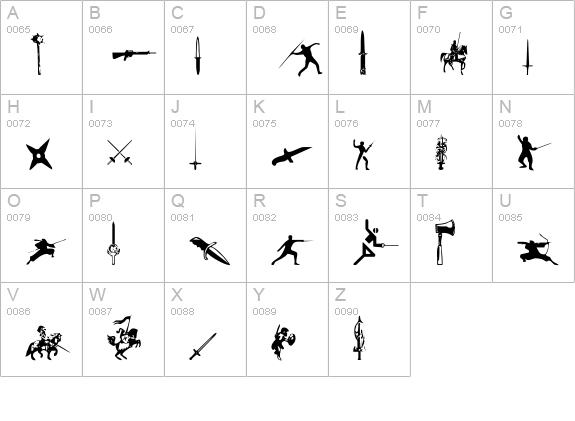 Gods of War uppercase A-Z preview