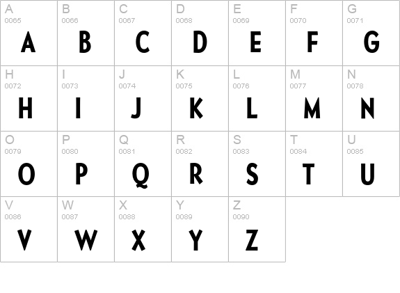 GolucianBoldCondensed uppercase A-Z preview