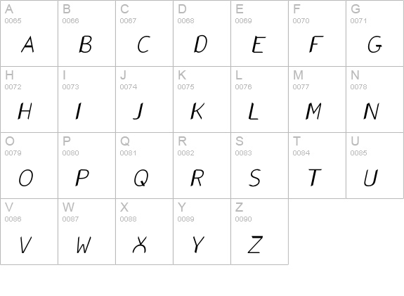 Gonza-Oblique uppercase A-Z preview