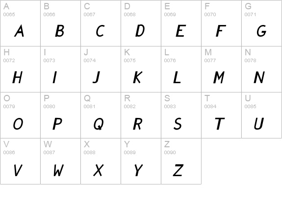 GonzaPlus-BoldOblique uppercase A-Z preview