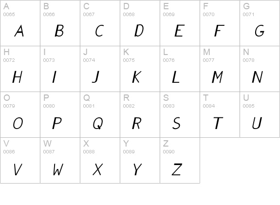 GonzaPlus-Oblique uppercase A-Z preview