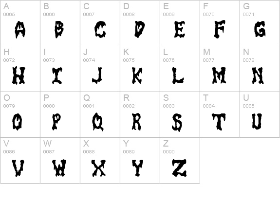 GoreFont II uppercase A-Z preview