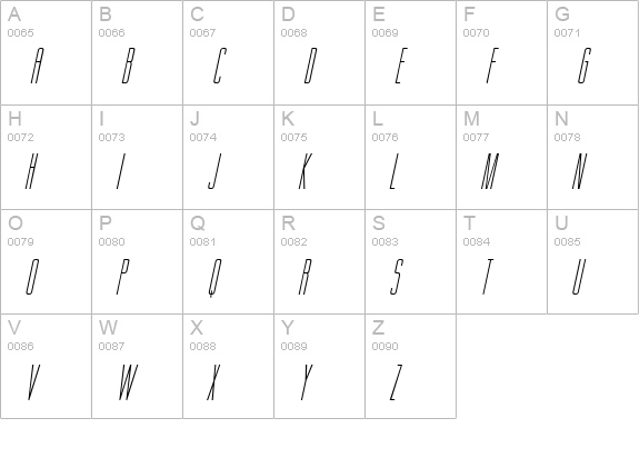 Gorgio Condensed Italic uppercase A-Z preview