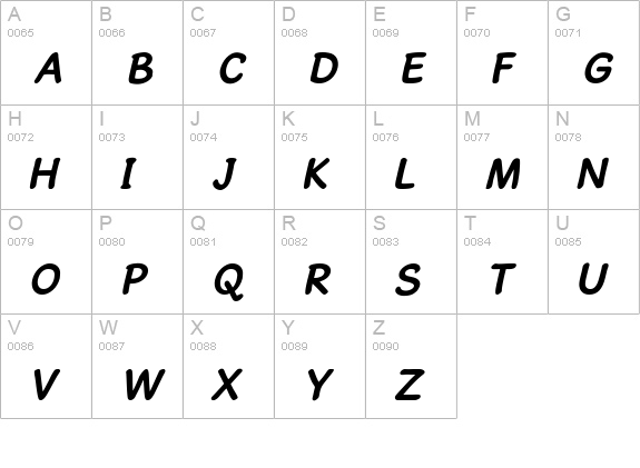 GosmickSansBoldOblique uppercase A-Z preview