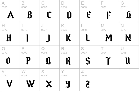 Goth Stencil uppercase A-Z preview