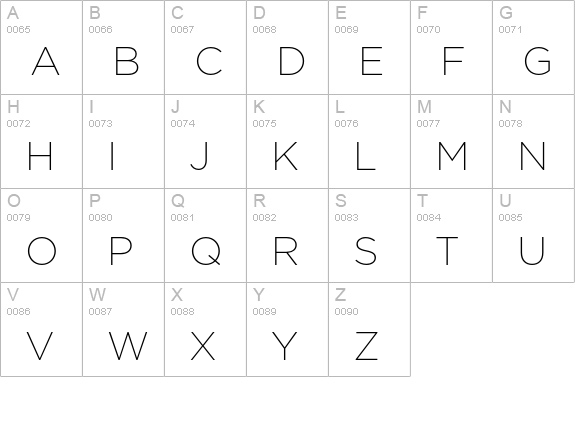 Gotham Extra Light uppercase A-Z preview