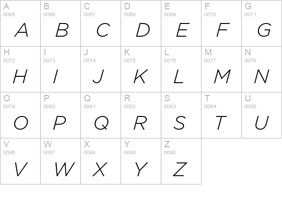 Gotham-LightItalic uppercase A-Z preview