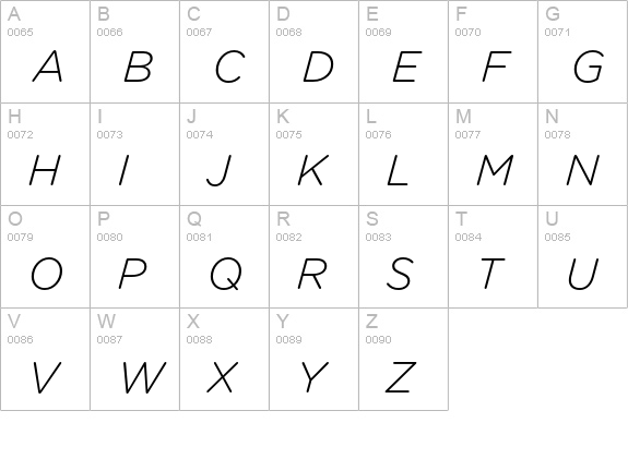 Gotham Rounded Light Italic uppercase A-Z preview