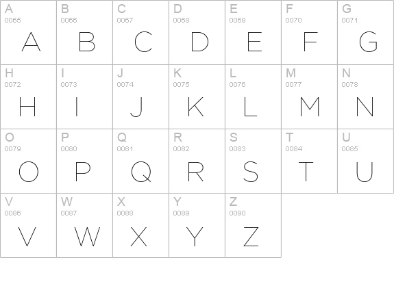 Gotham Thin uppercase A-Z preview