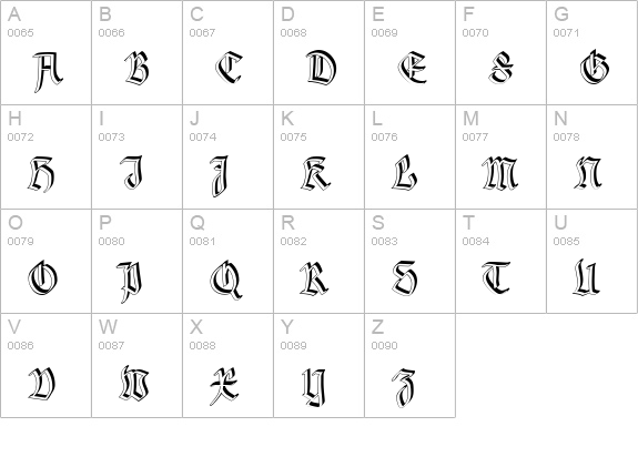 GothamburgShadowed uppercase A-Z preview