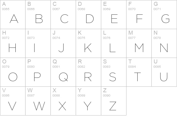 GothamThin uppercase A-Z preview