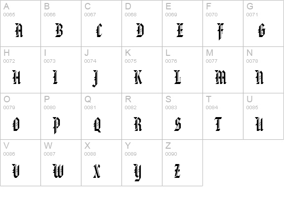 Gothic 32 Condensed Normal uppercase A-Z preview