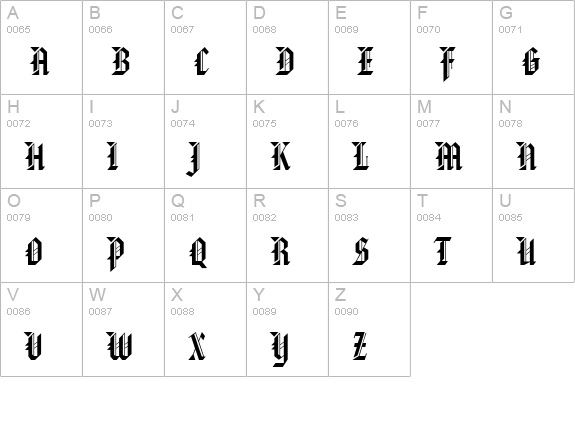 Gothic 32 Normal uppercase A-Z preview