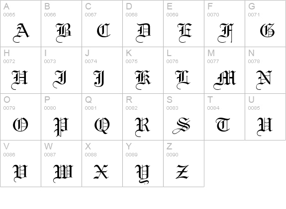 Gothic 57 Normal uppercase A-Z preview