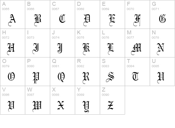 Gothic 57 Thin Normal uppercase A-Z preview