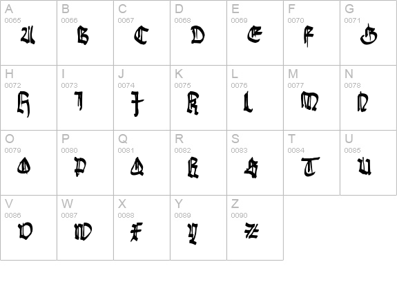 Gothic Bozo uppercase A-Z preview