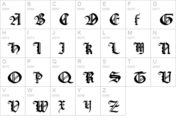 Gothic Texture Quadrata uppercase A-Z preview
