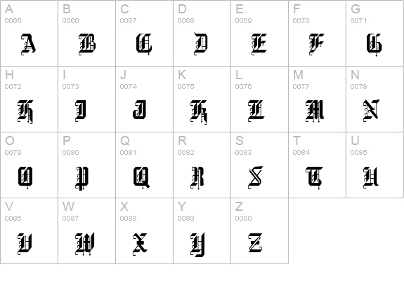 GothicCondensed Normal uppercase A-Z preview