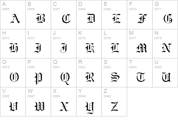 GothicE uppercase A-Z preview
