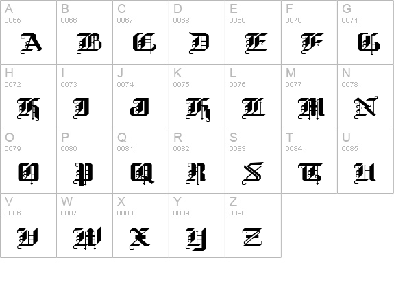 GothicExtended Normal uppercase A-Z preview