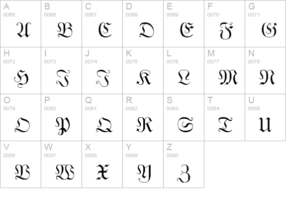 GothicG uppercase A-Z preview