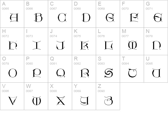 GothicI uppercase A-Z preview