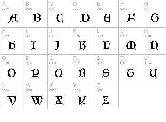 GoticaBastard uppercase A-Z preview