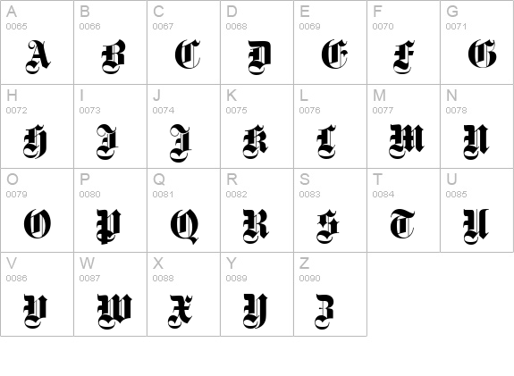 Gotisch-Regular uppercase A-Z preview