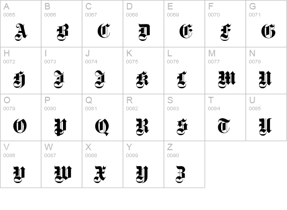 GotischEF-Bold uppercase A-Z preview
