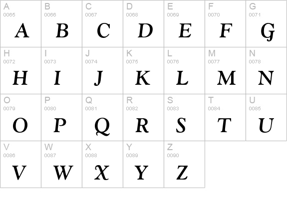 Goudy Bold Italic Old Style Figures uppercase A-Z preview