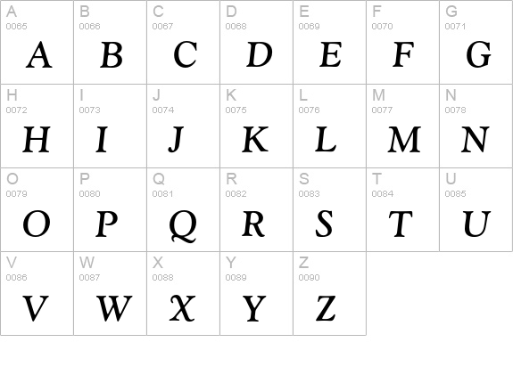 Goudy Old Style Bold Italic uppercase A-Z preview