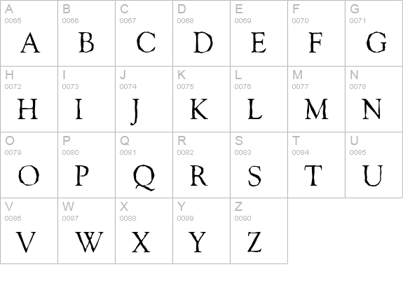 GoudyAntique-Regular uppercase A-Z preview