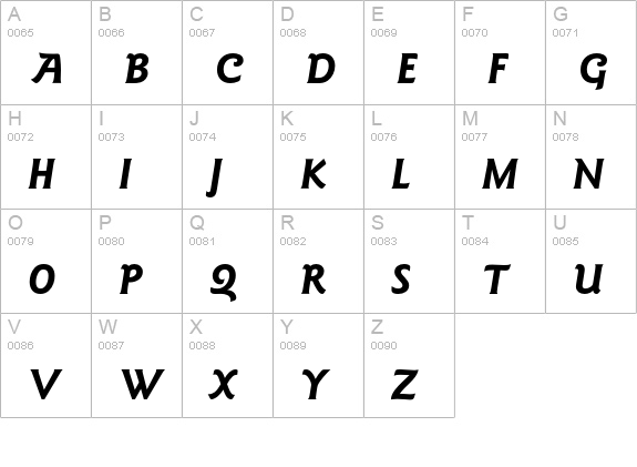 GoudySansEF-BoldItalic uppercase A-Z preview