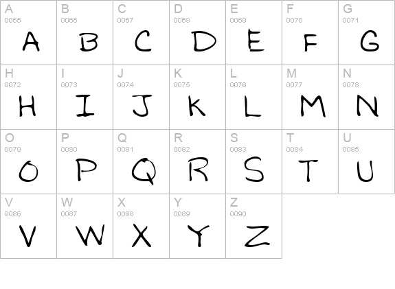 GradysHand Regular uppercase A-Z preview