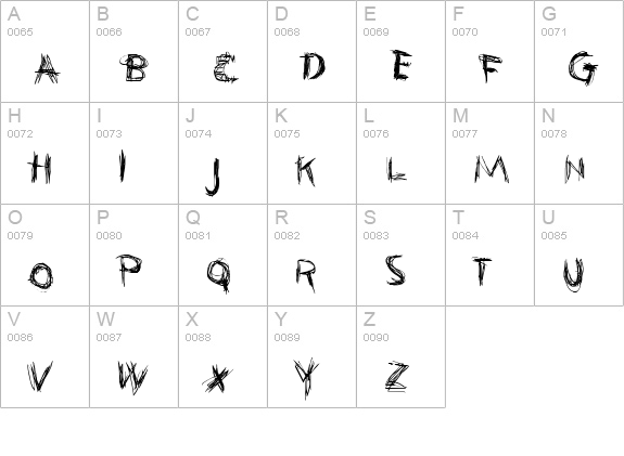 Graffio-Difensivo uppercase A-Z preview