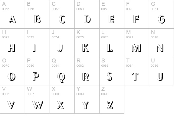 GrandecortShadow uppercase A-Z preview
