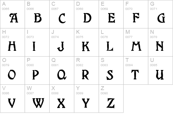 Grange uppercase A-Z preview