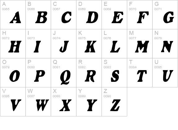 GrantCondensed Oblique uppercase A-Z preview