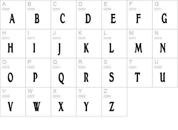 GranthamCondensed Bold uppercase A-Z preview