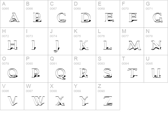 GranthamShadow uppercase A-Z preview