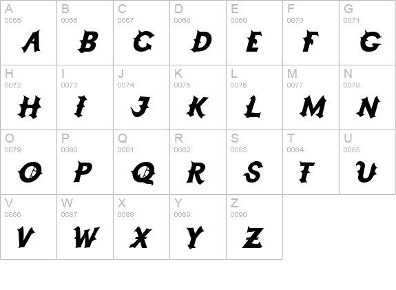 Grappa uppercase A-Z preview