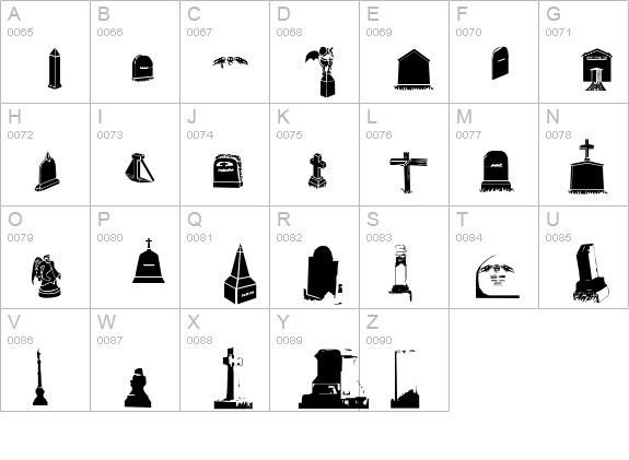 Gravestone bats uppercase A-Z preview