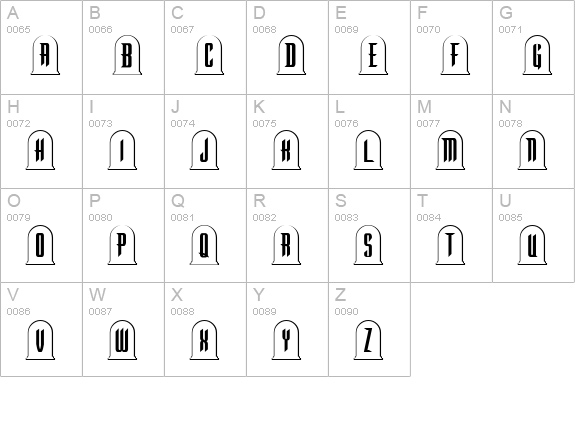 Graveyard Regular uppercase A-Z preview